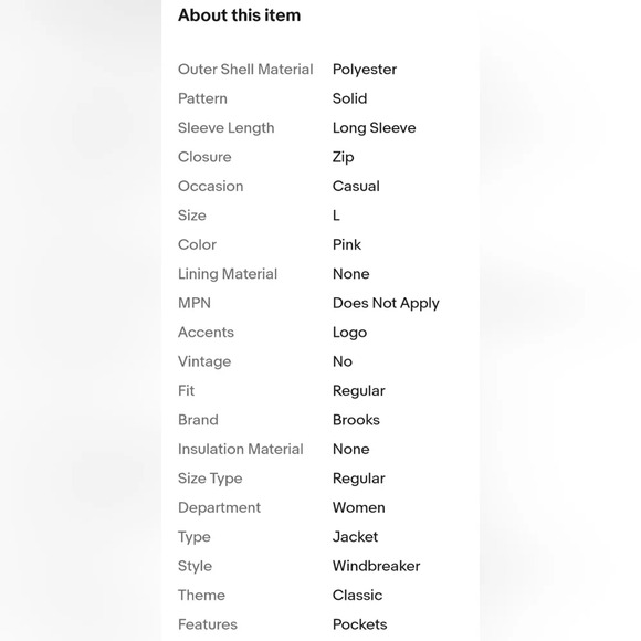 Brooks Nightlife Essential II Running Jacket Pink for Women -- Size: Med - Picture 3 of 17